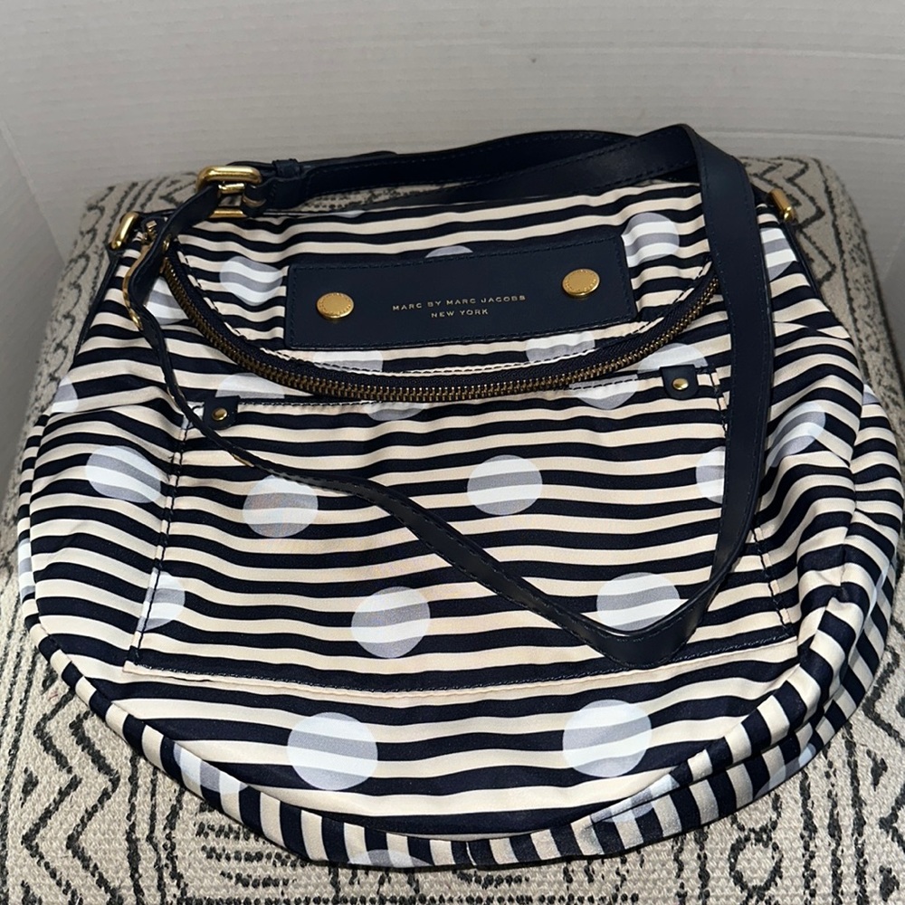 MARC by Marc Jacobs
Preppy Nylon Natasha Striped Crossbody Bag, Navy/White